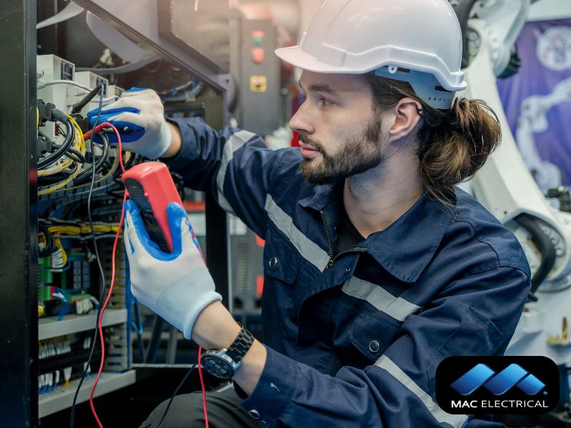 industrial electrician fixing factory in brisbane